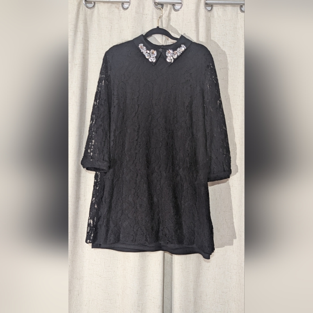 ASOS Black Lace Long Sleeve Dress - Picture 3 of 9